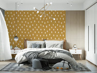 Mid Mod Wildflower Dots - Ocher Beige Wallpaper⁠