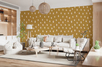 Mid Mod Wildflower Dots - Ocher Beige Wallpaper⁠