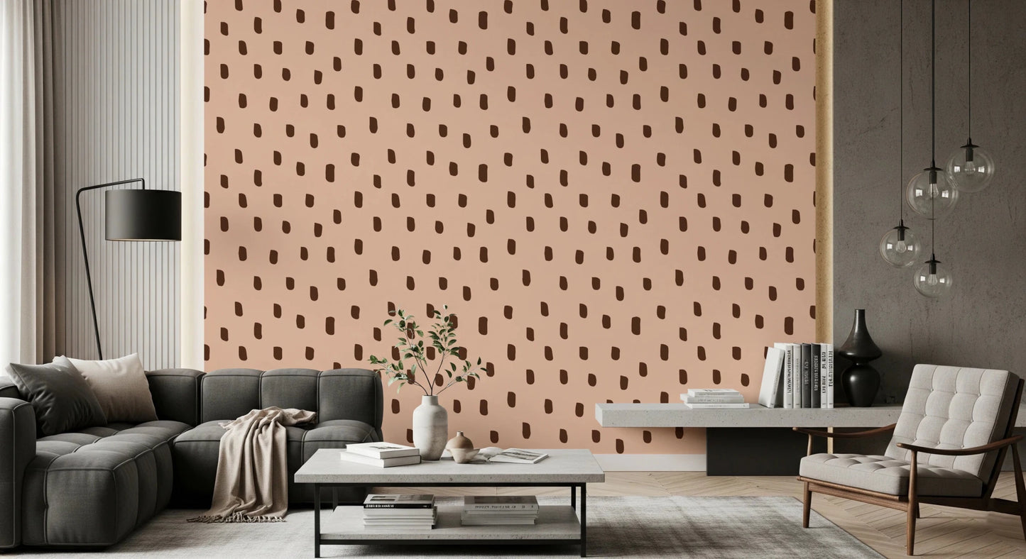 Mid Mod Wildflower Dots - Pink Brown Wallpaper⁠