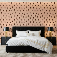 Mid Mod Wildflower Dots - Pink Brown Wallpaper⁠