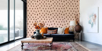 Mid Mod Wildflower Dots - Pink Brown Wallpaper⁠