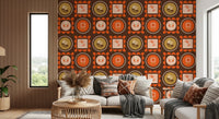 Mid Mod Wildflower Frames - Botanical Collage Chocolate Terracotta Wallpaper⁠