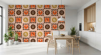 Mid Mod Wildflower Frames - Botanical Collage Ocher Terracotta Wallpaper⁠