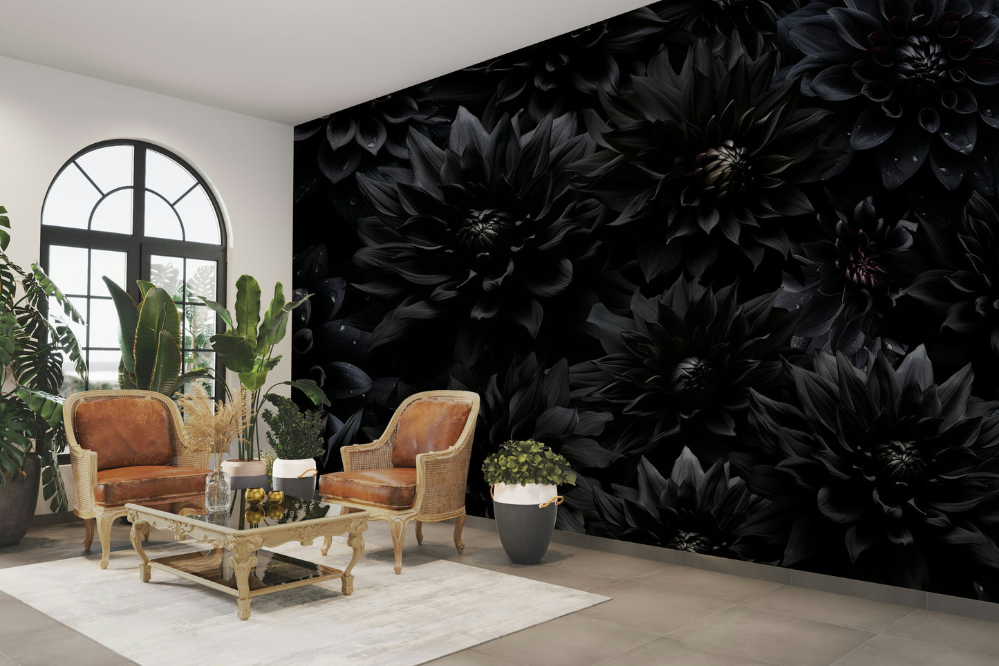 Deep blue and purple flower wall mural

