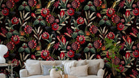 Close-up of Midnight Bloom 2 wall mural featuring bold, dark flowers.

