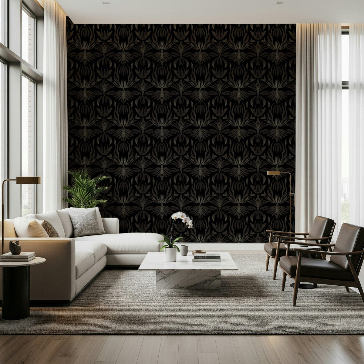 Spring floral wallpaper featuring charming blooming flowers in soft pastel shades.