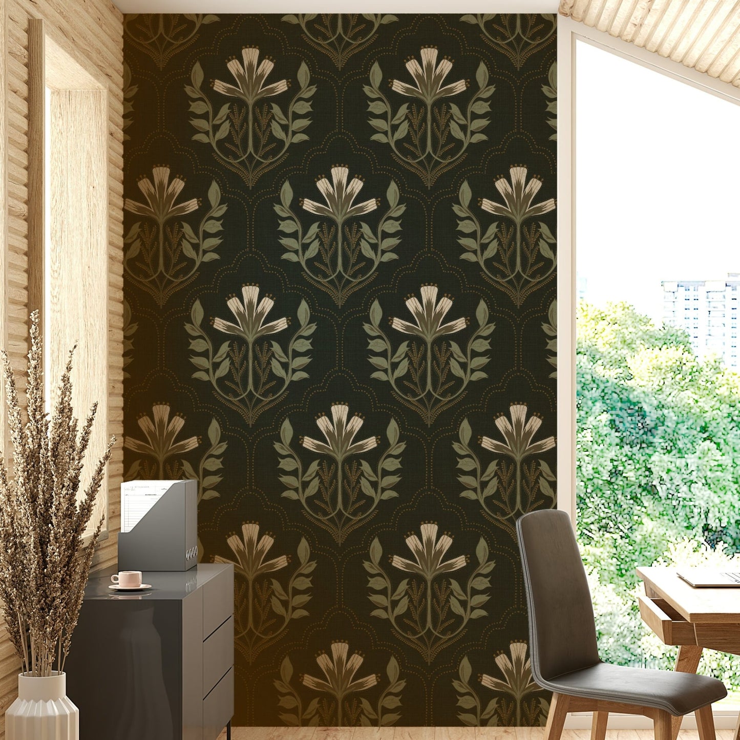 Midnight Bloom Tapestry Wallpaper with bold and luxurious florals

