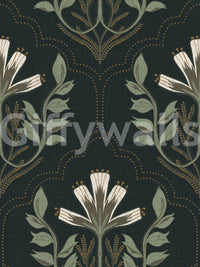 Bold midnight blue and floral tapestry wallpaper for modern spaces

