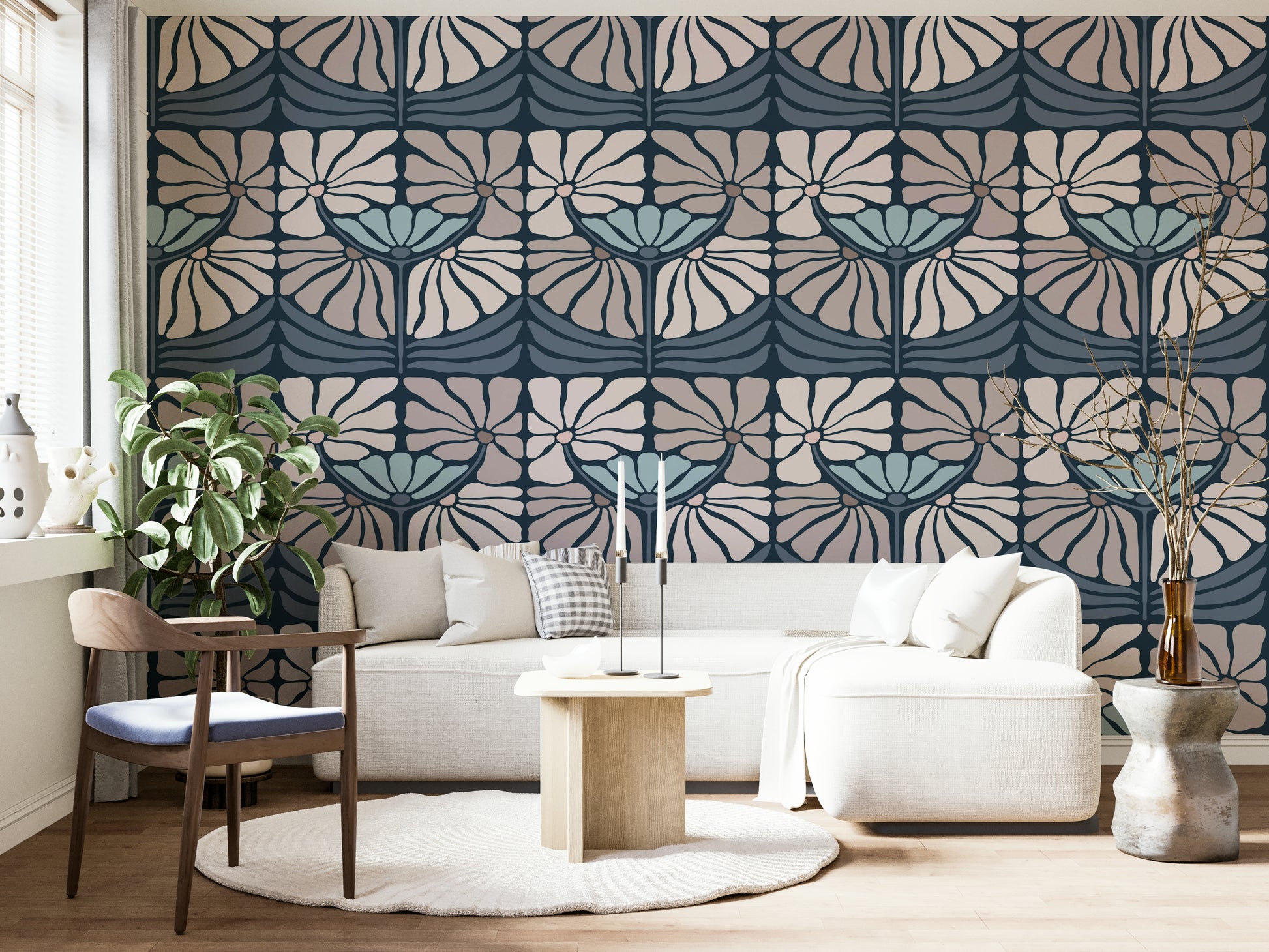 Dramatic dark floral wallpaper for bedrooms

