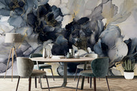 Artistic mural wallpaper with blossom sketch
