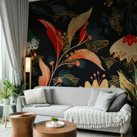 Luxurious display of blooming flowers at night.
