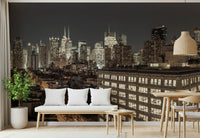 Architectural Midnight Metropolis wallpaper dramatic city design moody.