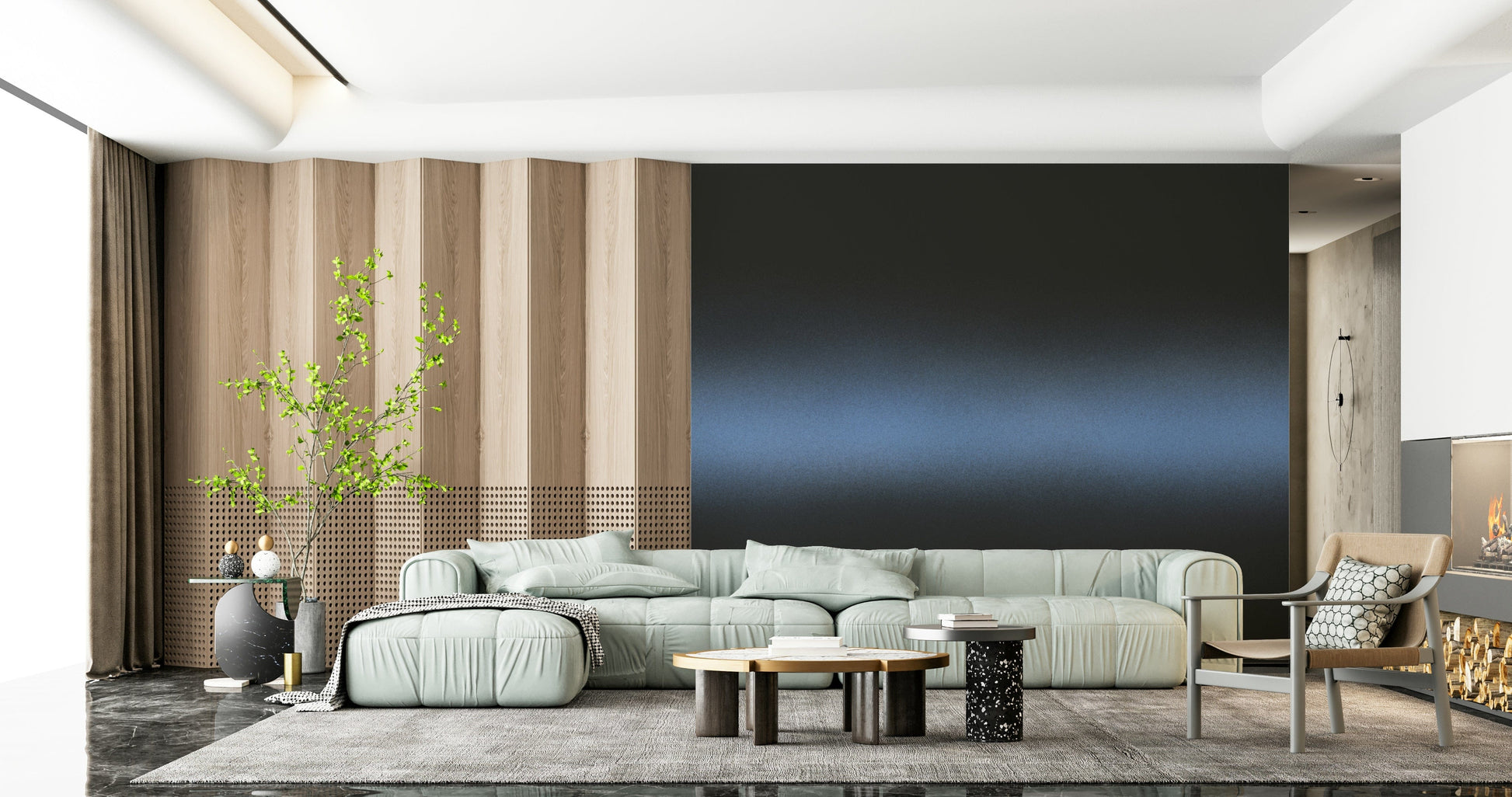 A contemplative subtle fog wallpaper mural for a feature wall.

