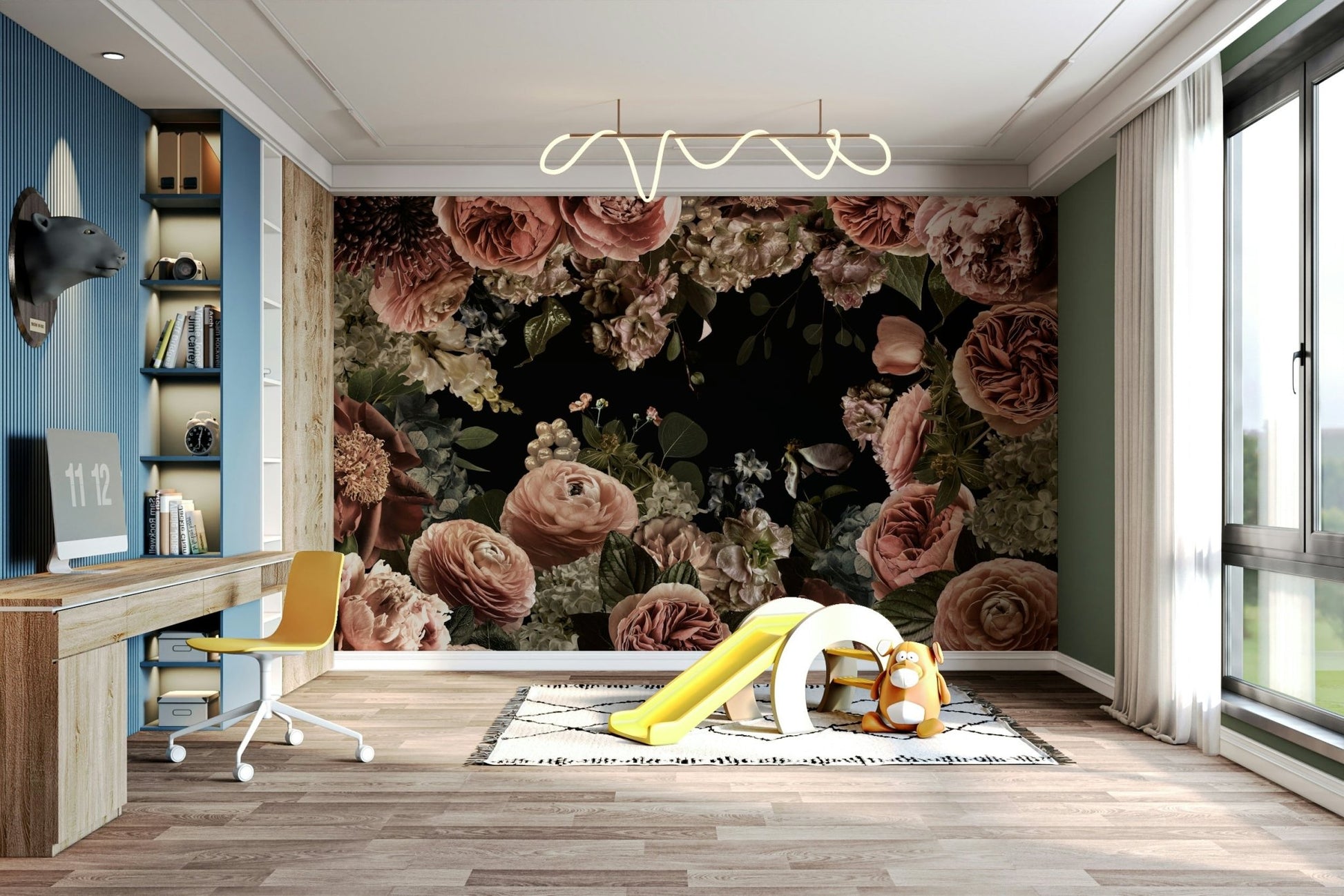 The design has a layered, artistic look with soft focus on some elements.

