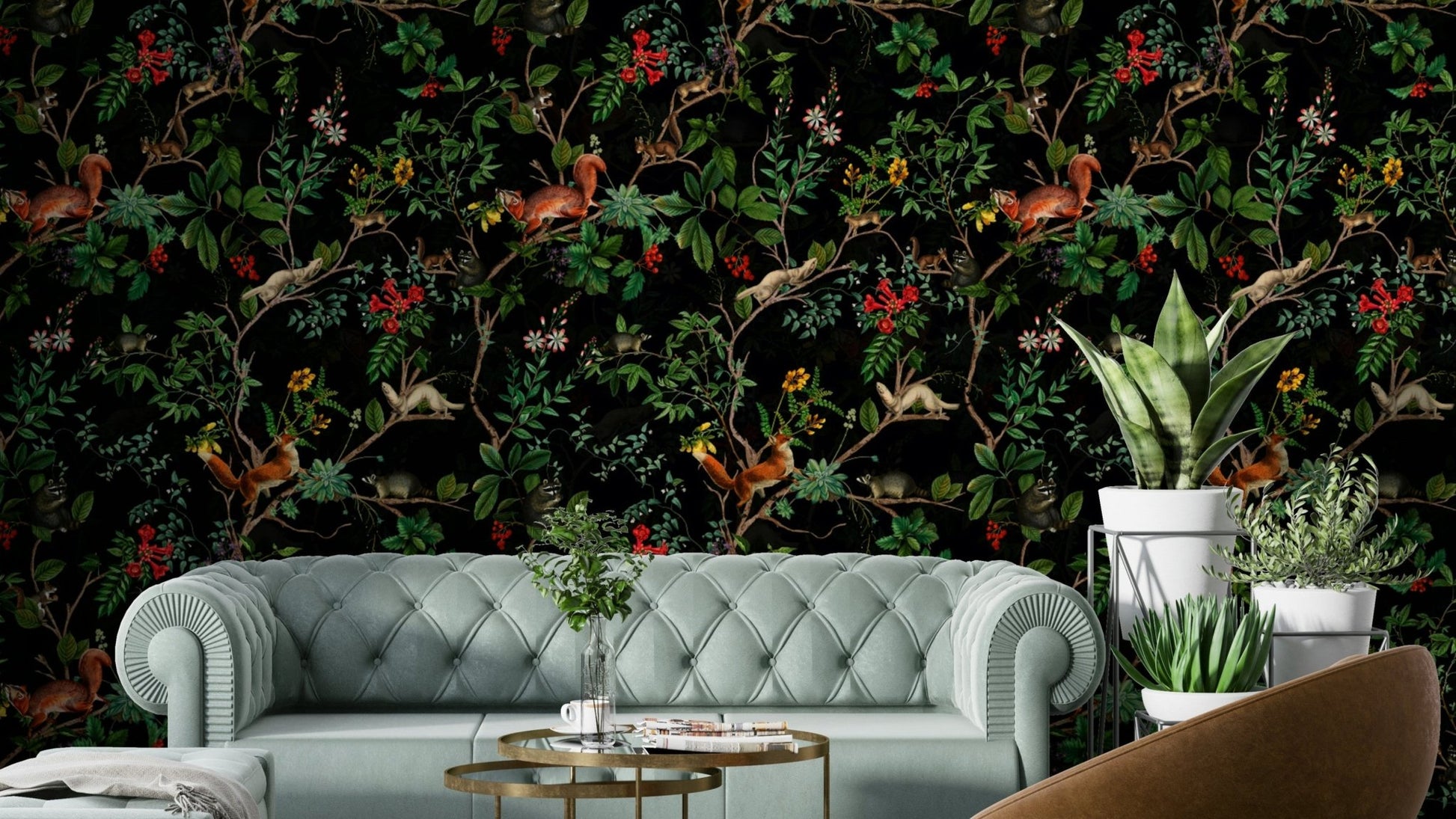 vintage style forest wallpaper

