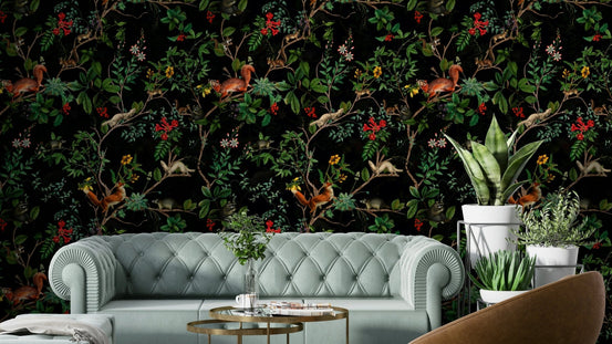 vintage style forest wallpaper

