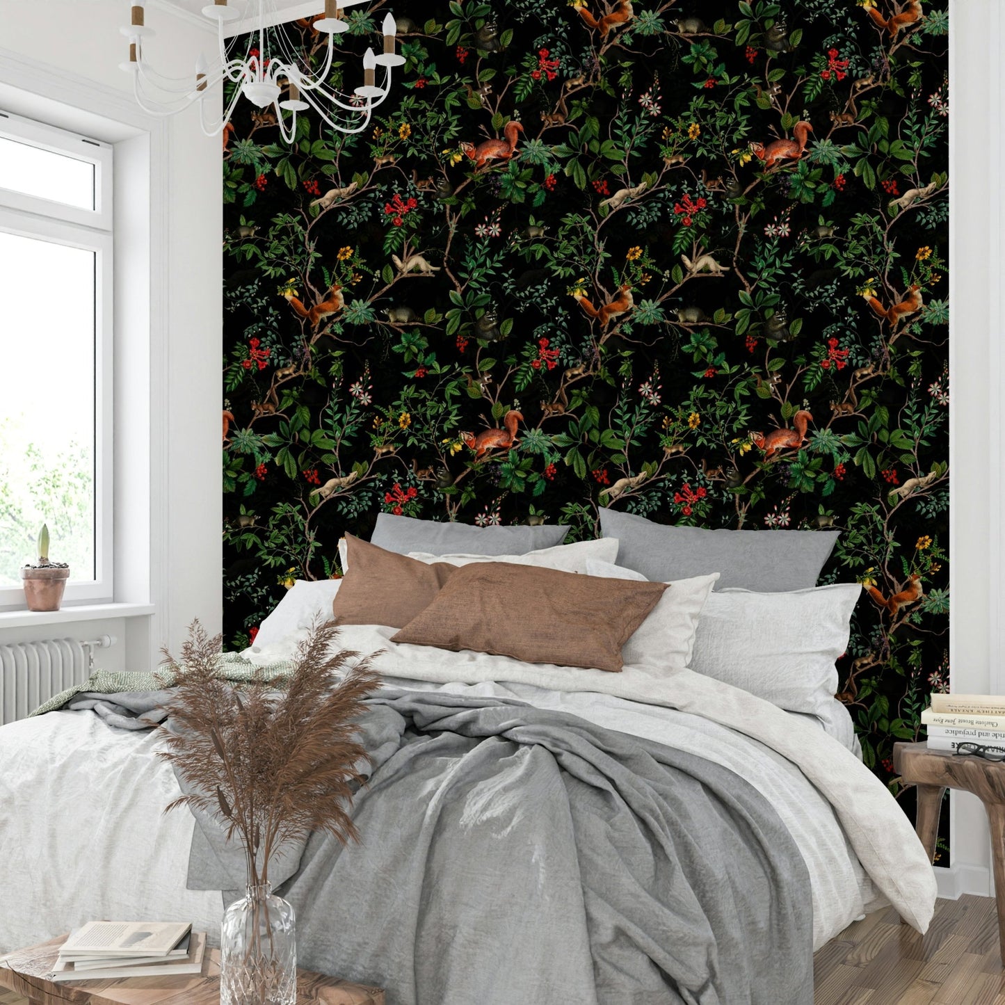 midnight vintage woodlands wallpaper

