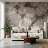 Watercolor style Midwinter Leaf pewter blush wallpaper for walls.