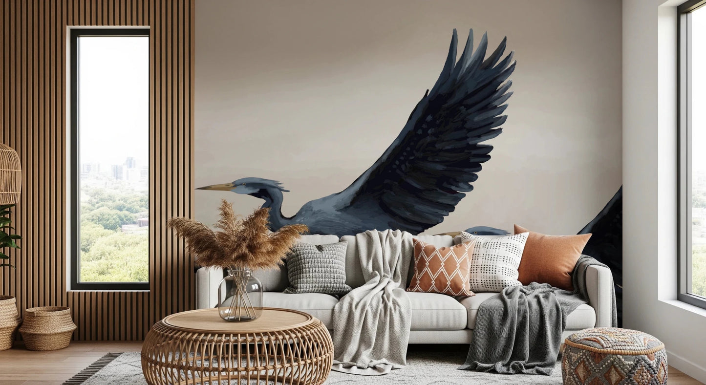 Migrating Herons Oil painting Wall Mural