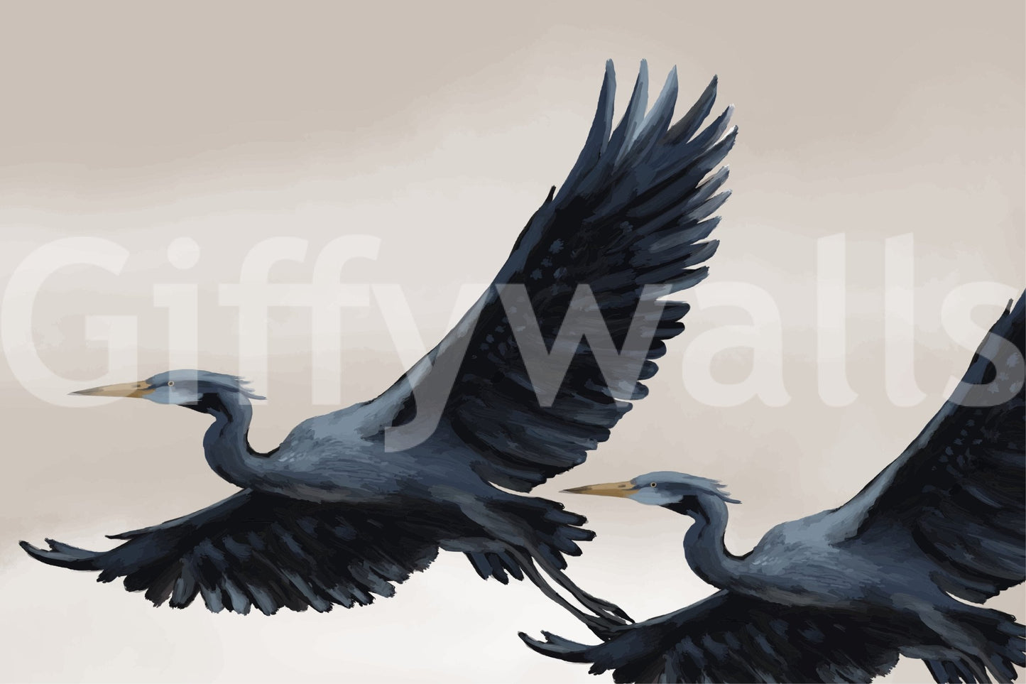 Migrating Herons Oil painting Wall Mural