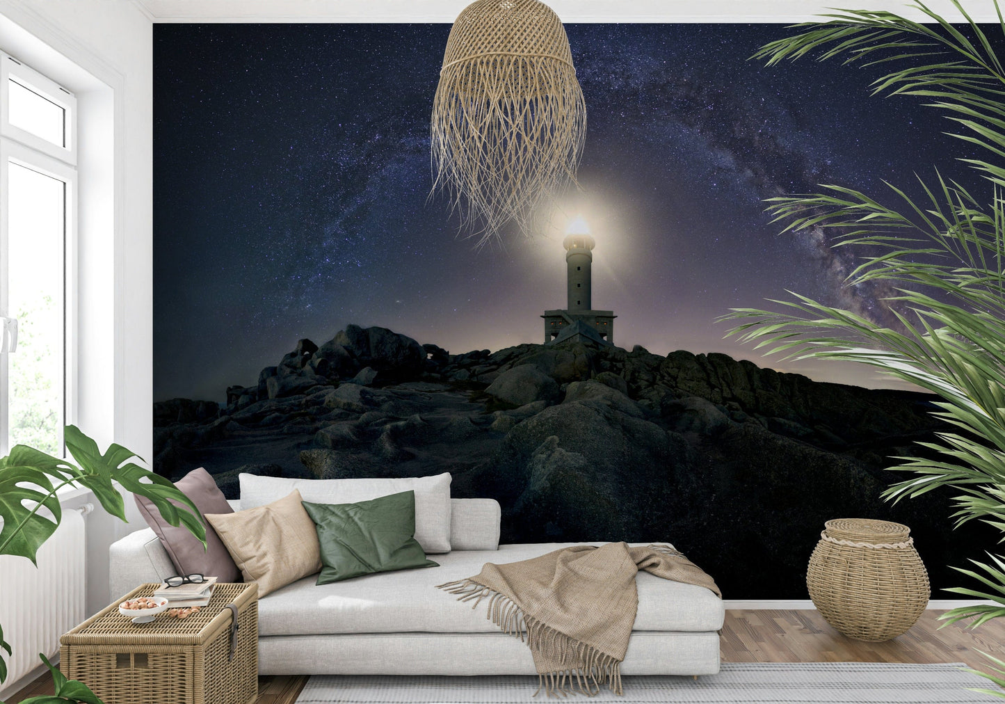 Celestial Beacon Wallpaper — cosmic night sky with a radiant guiding light.