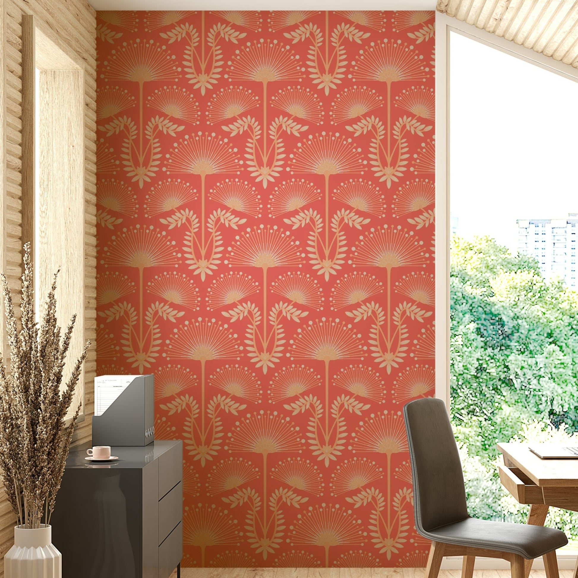 A luxurious and intricate floral wallpaper pattern.
