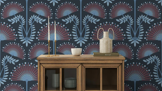 Botanical elements are intertwined in the design.
