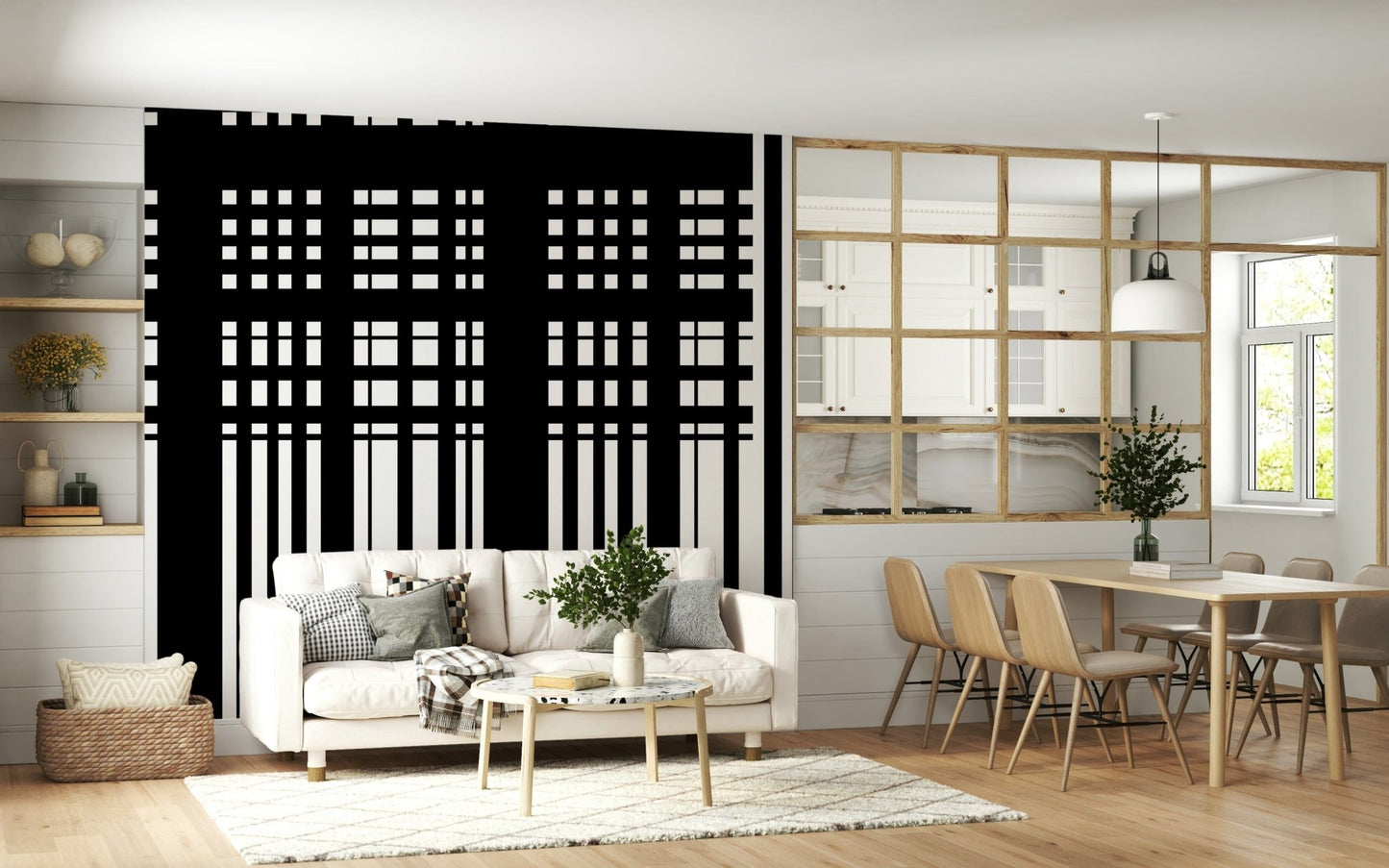 Minimal Black & White Stripes Wall Mural