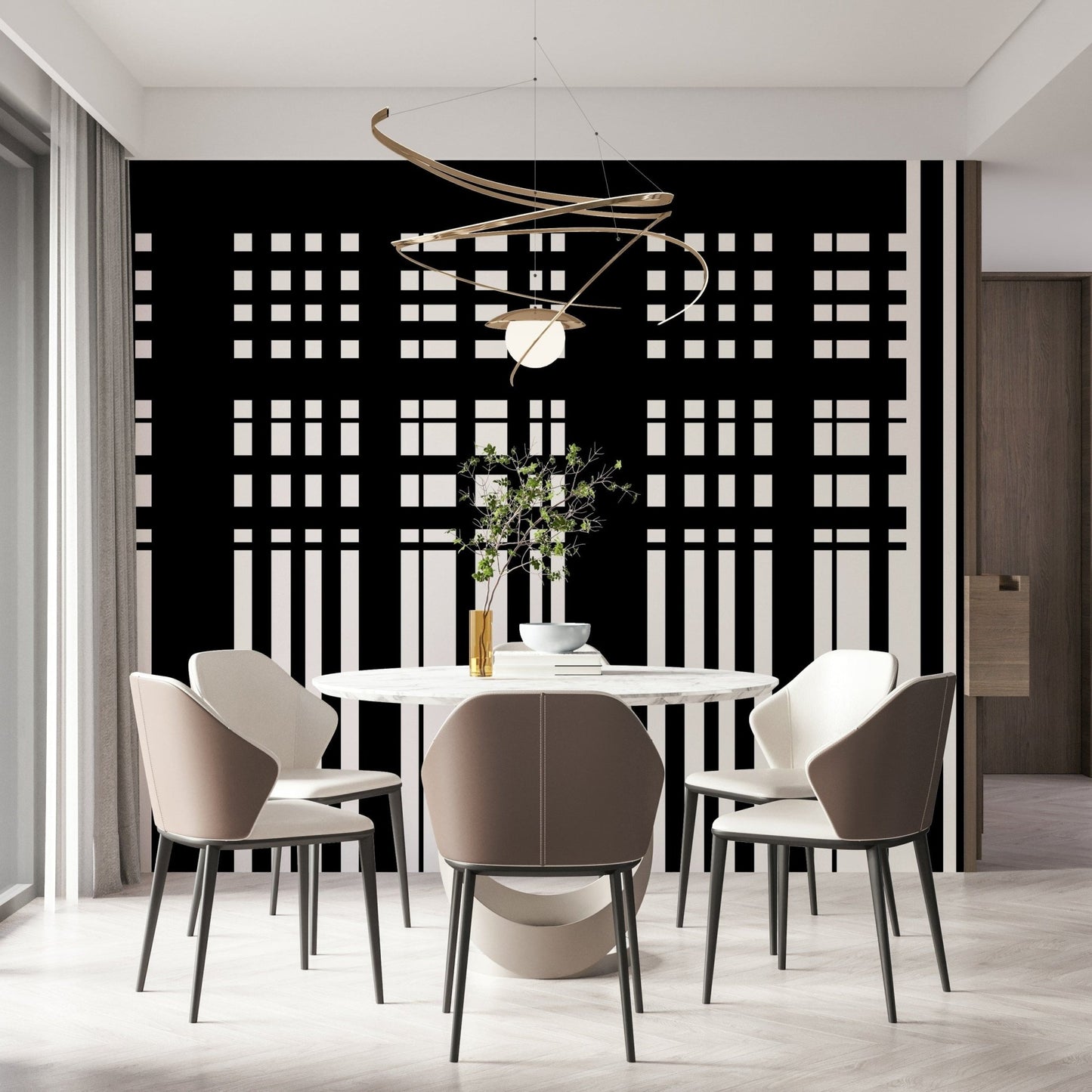 Minimal Black & White Stripes Wall Mural