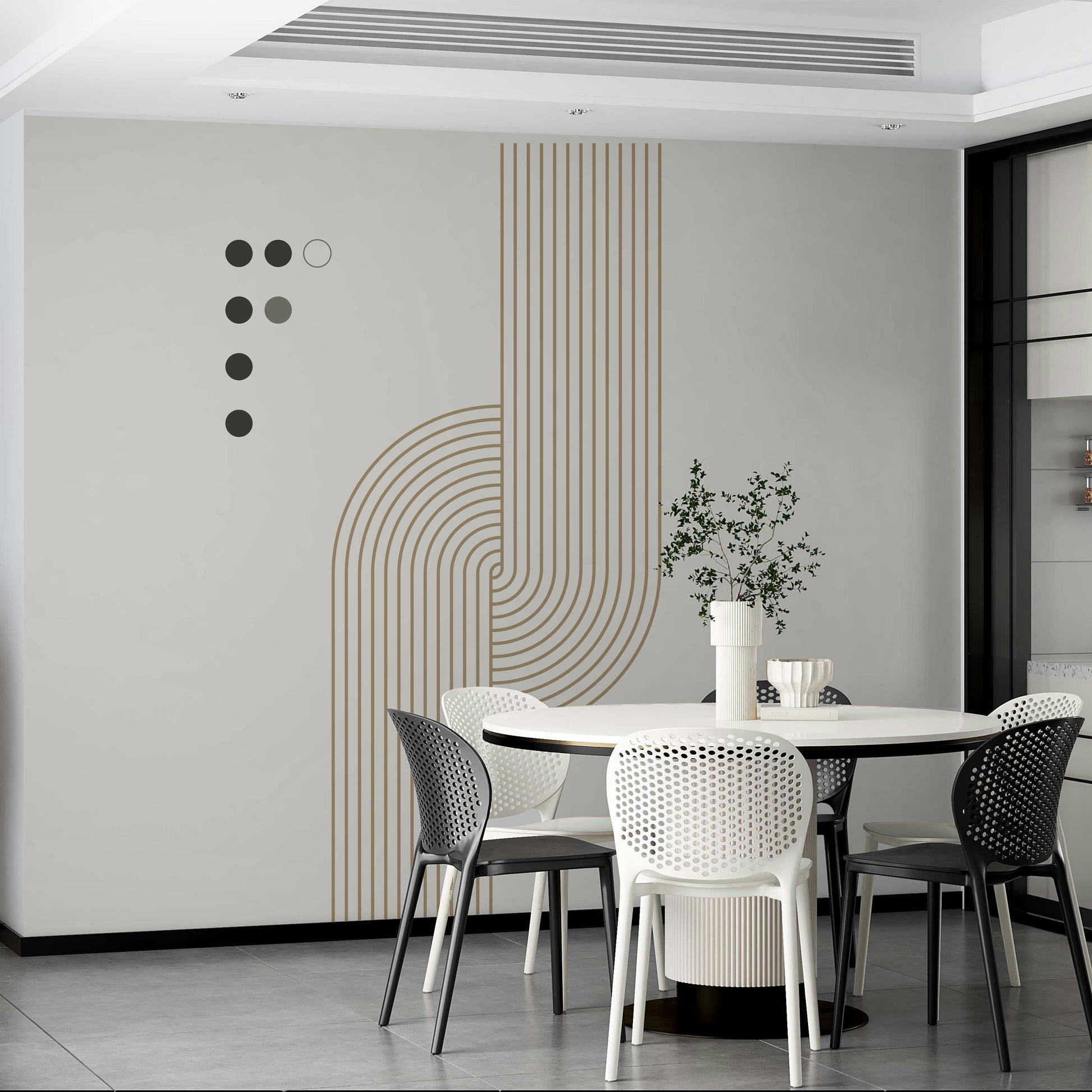 Minimalist mural with clean flowing patterns

