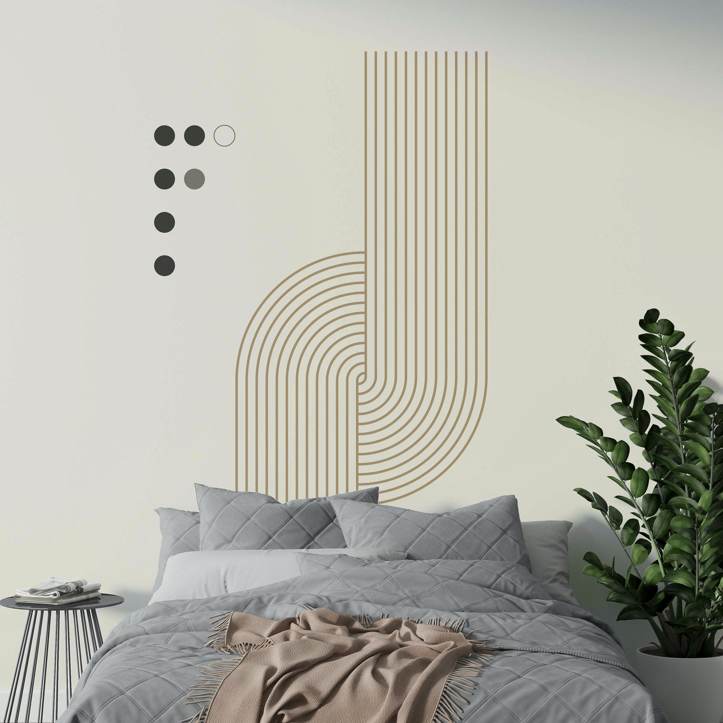 Abstract wall mural with flowing shapes

