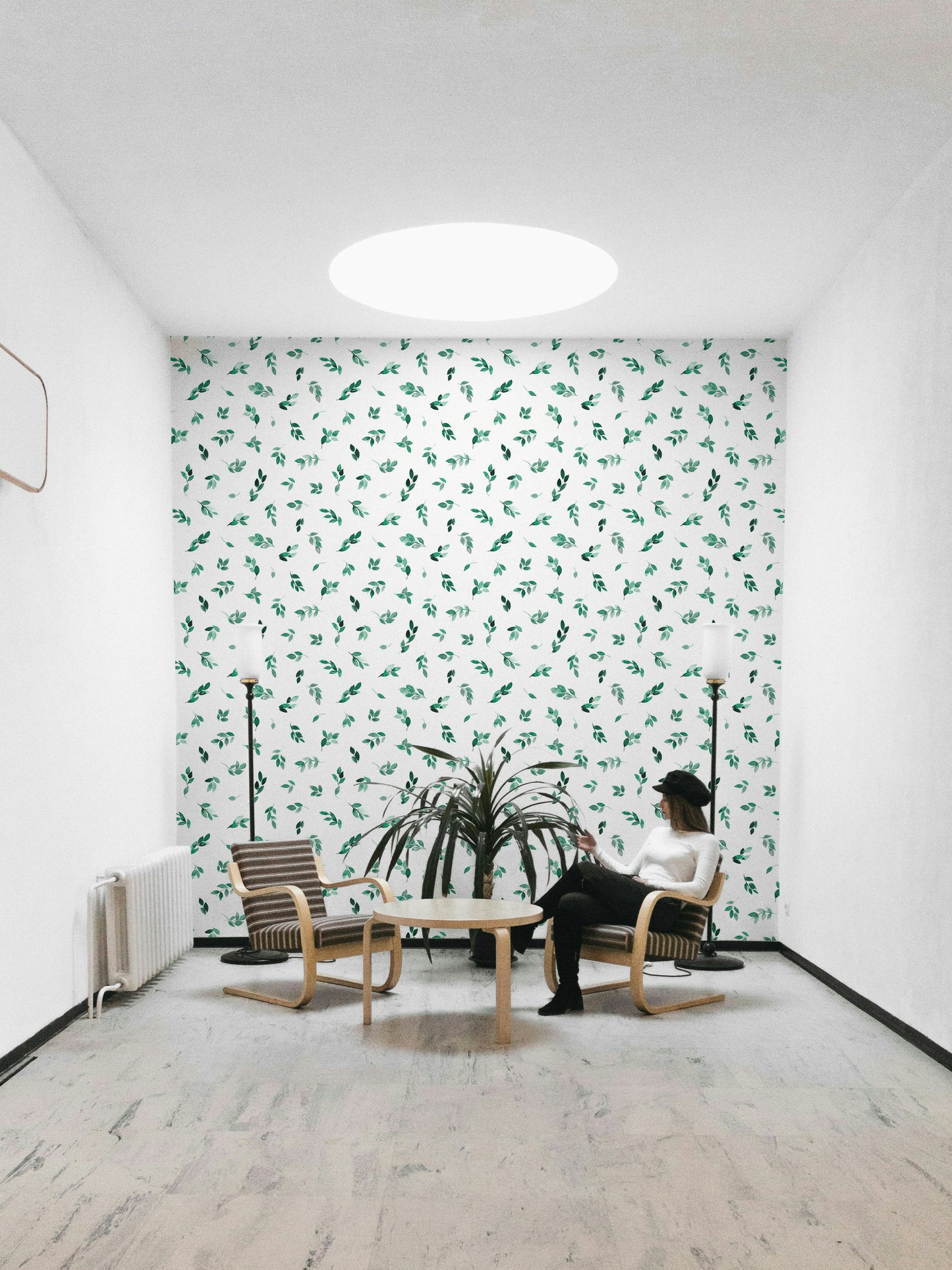 Minimalist eucalyptus pattern wallpaper

