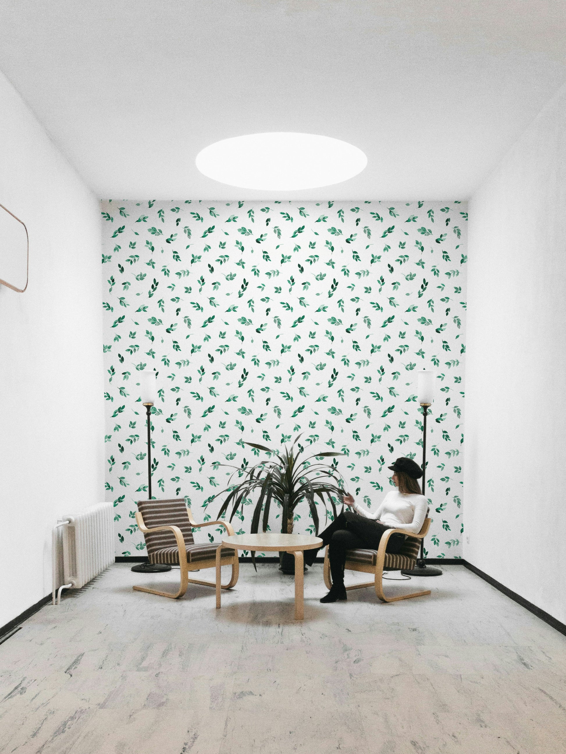 Minimalist eucalyptus pattern wallpaper

