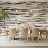 An artistic simple line mural on minimalist wallpaper.