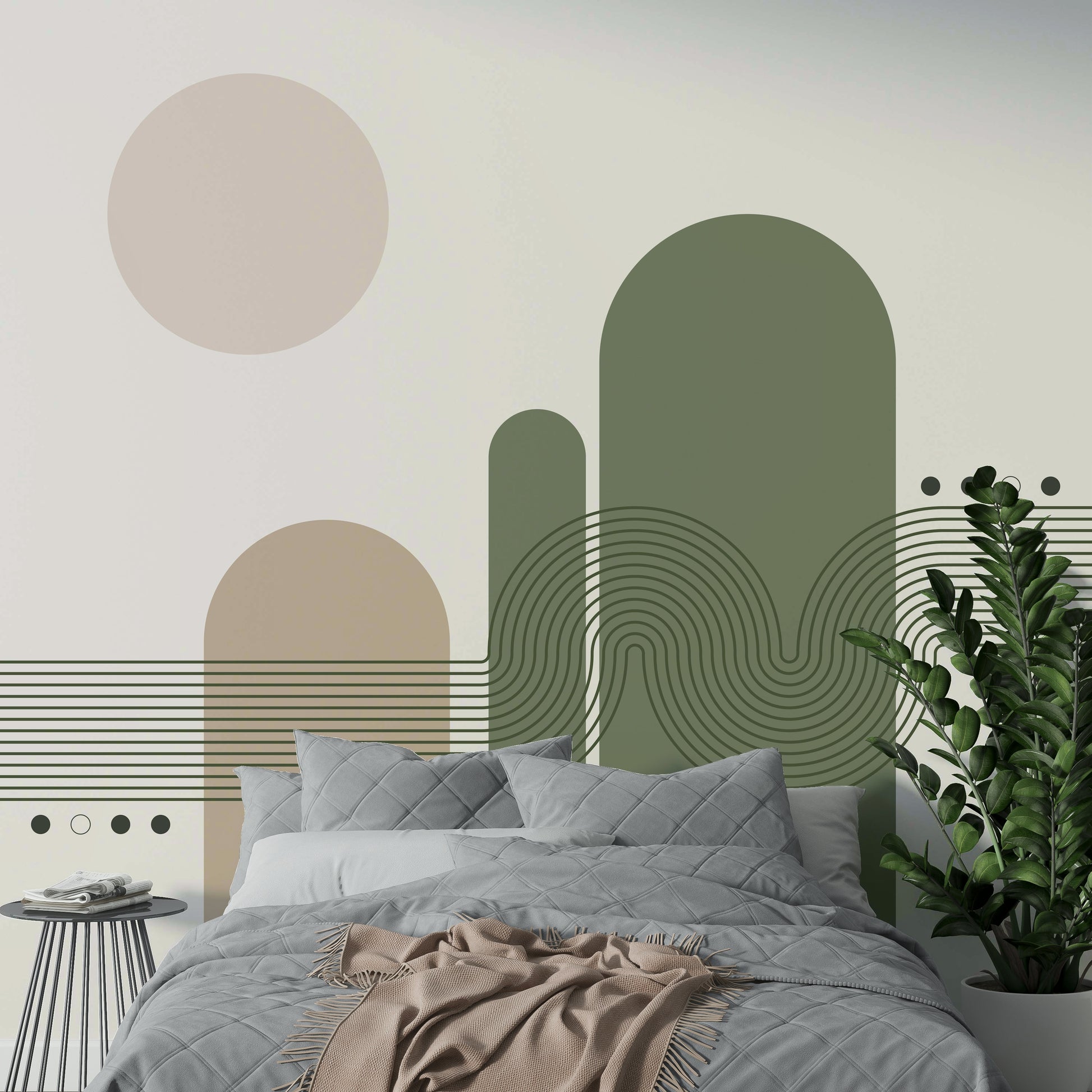 Warm desert-inspired wall mural design

