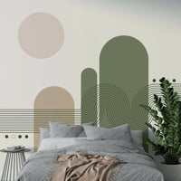 Warm desert-inspired wall mural design

