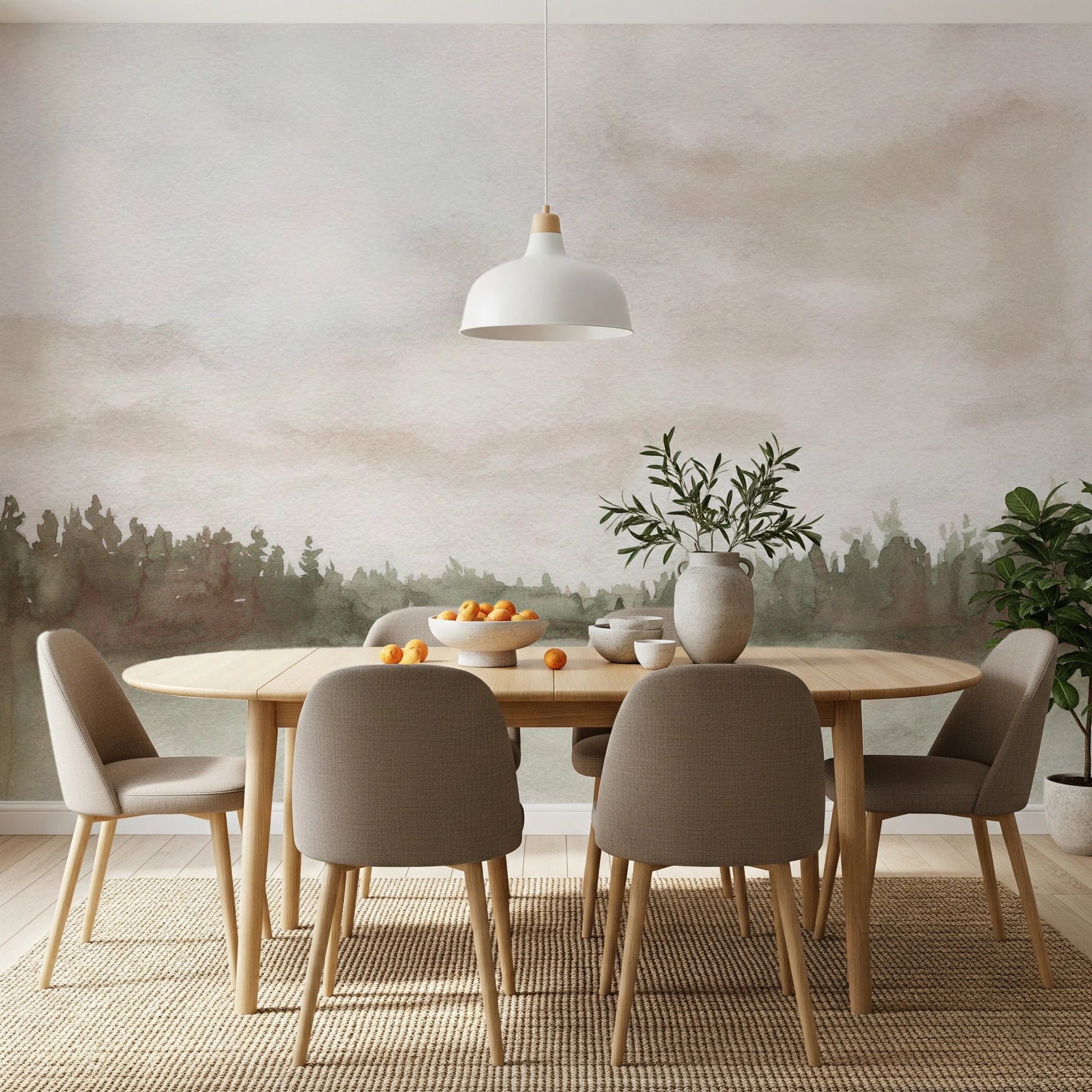 Minimalist Misty Trees Wall Mural