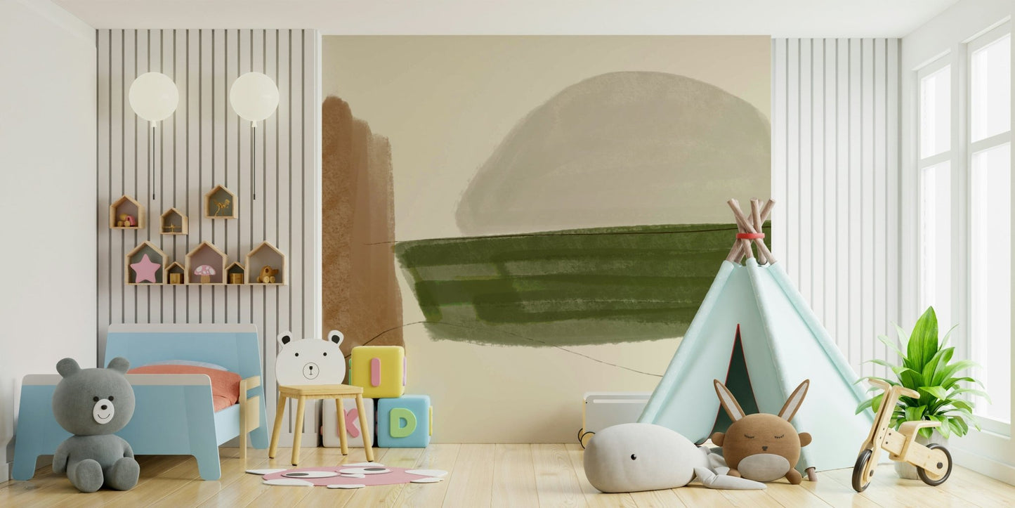 Artistic Minimalist Nature Tones design with soft brushstrokes wall decor.