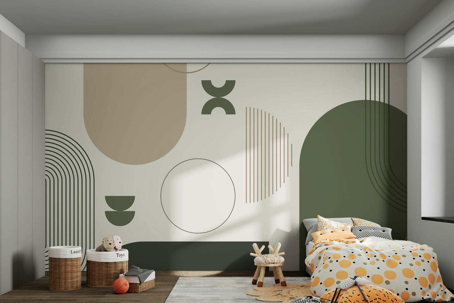 Retro-style mural with clean, modern simplicity

