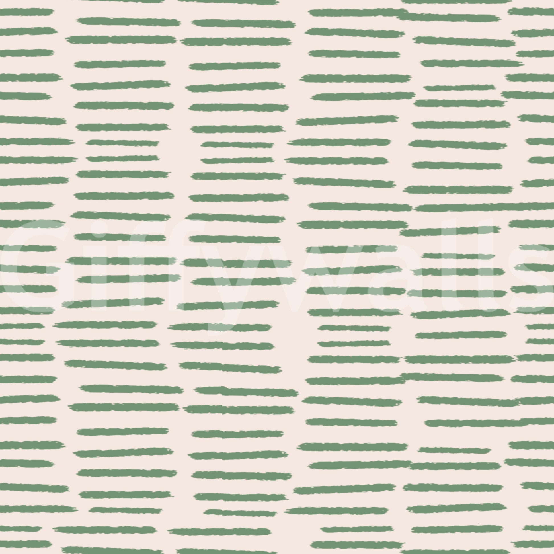 Organic Brush Strokes Pattern Sage Boho Stripes wallpaper close-up showing sage green dash strokes on cream