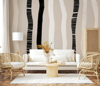 A contemplative gentle stripe wallpaper mural for a feature wall.