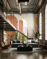 Clean and modern sunset mural for calm spaces


