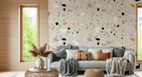 Stylish Minimalist Terrazzo wallpaper warm stone tones.