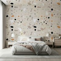 Artistic Natural Stone Art mural subtle black orange flecks.