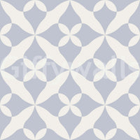 Soft blue clover pattern wallpaper for interiors.