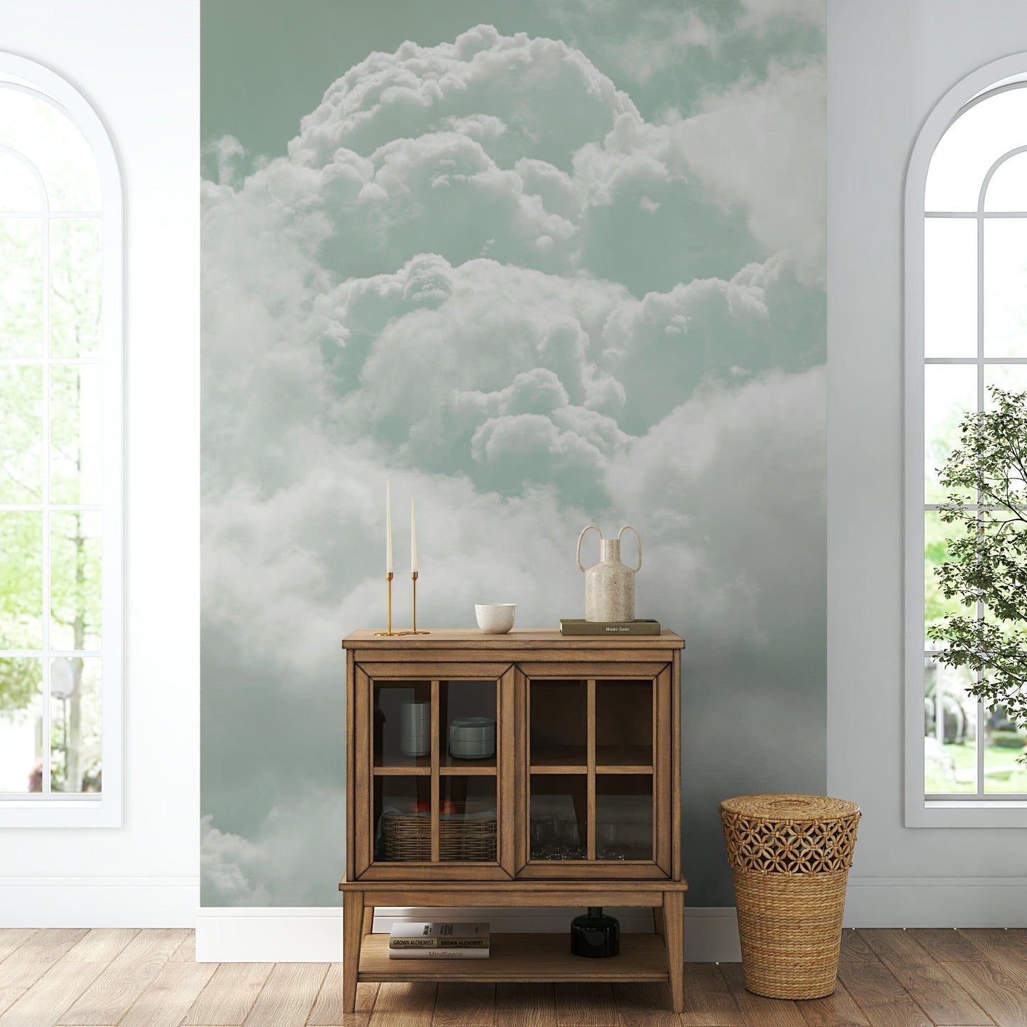 The wallpaper for walls being admired in a home.
