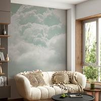 A high-angle view of the wall mural in a large space.