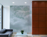 A detail shot of the elegant lines in the wallpaper.