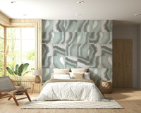 Wall mural with serene mint marble swirls and subtle agate-inspired patterns.
