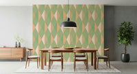 Modern triangle wall mural enhances hallway